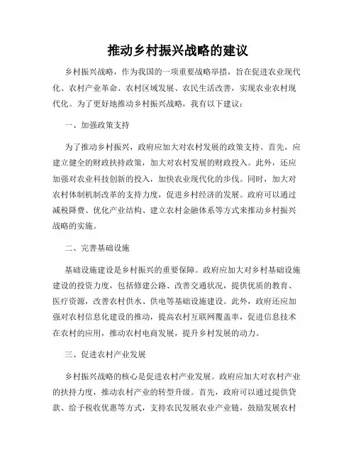 推动乡村振兴战略的建议