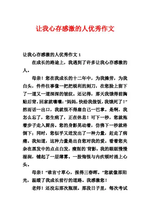 让我心存感激的人优秀作文