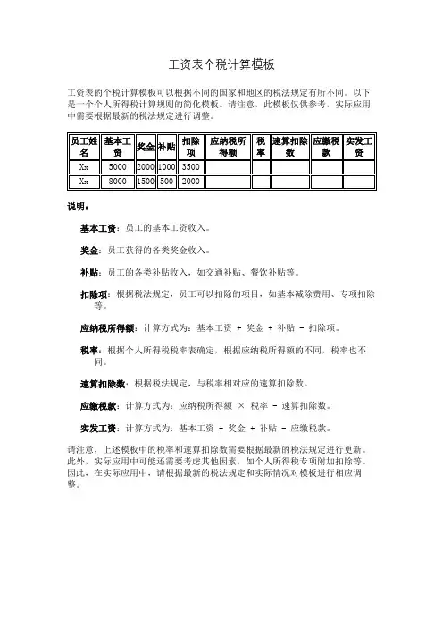 工资表个税计算模板