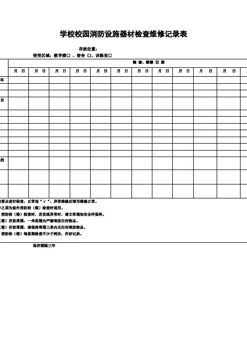 学校消防器材维护保养记录表