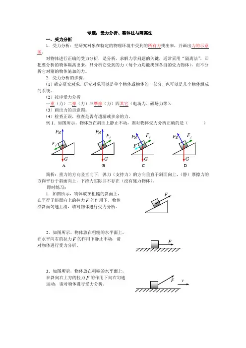 专题：受力分析、整体法和隔离法