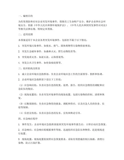 环境应急预案企业级