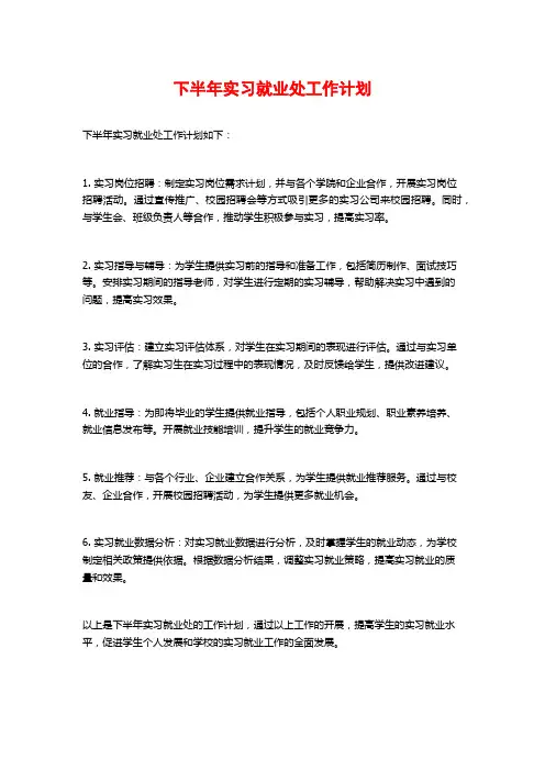 下半年实习就业处工作计划