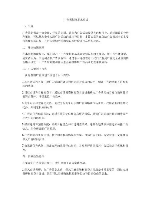 广告策划书期末总结