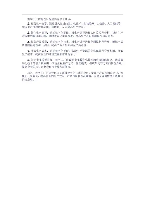数字工厂建设目标