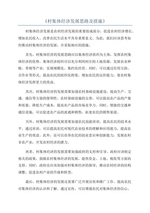 《村集体经济发展思路及措施》