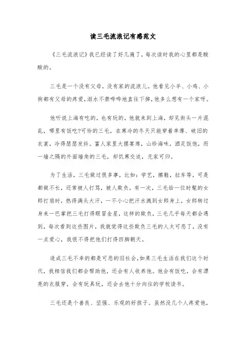 读三毛流浪记有感范文(六篇)