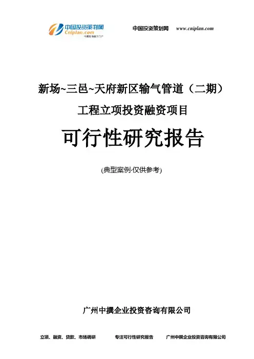 新场~三邑~天府新区输气管道(二期)工程融资投资立项项目可行性研究报告(中撰咨询)