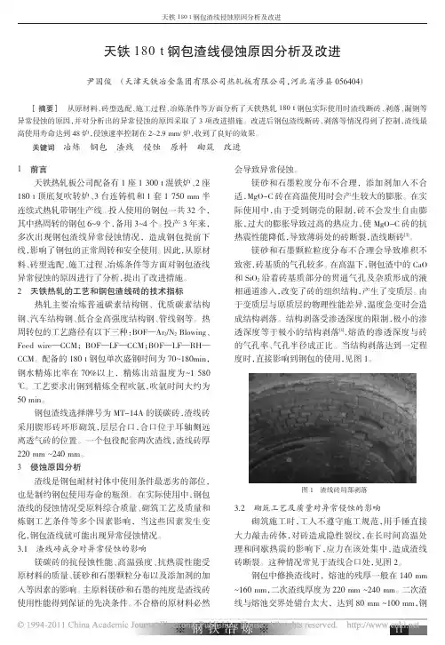 天铁180t钢包渣线侵蚀原因分析及改进