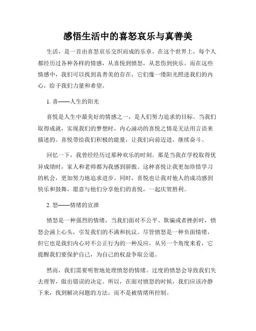 感悟生活中的喜怒哀乐与真善美