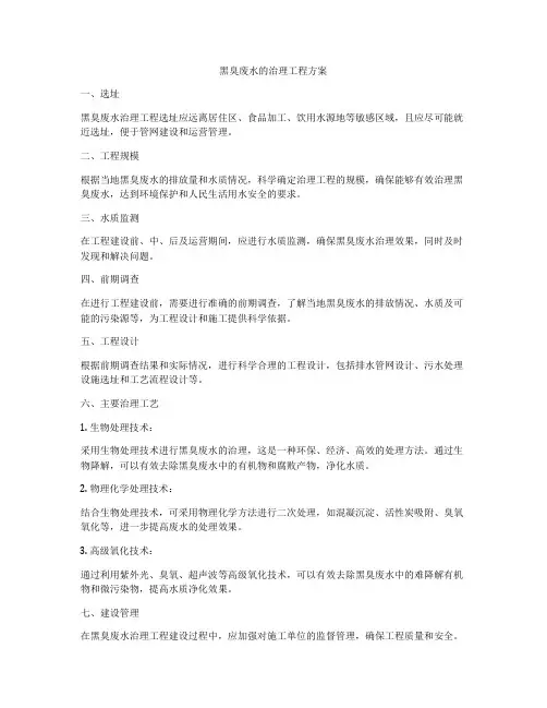 黑臭废水的治理工程方案