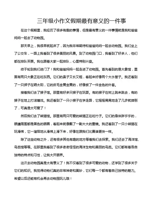 三年级小作文假期最有意义的一件事
