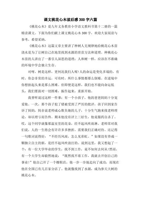 课文桃花心木读后感300字六篇