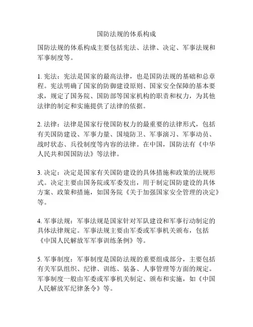 国防法规的体系构成