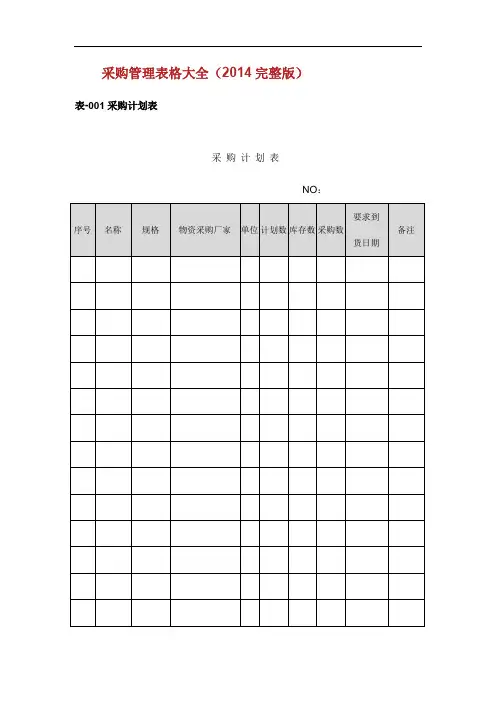 采购管理表格大全(XXXX完整版).doc