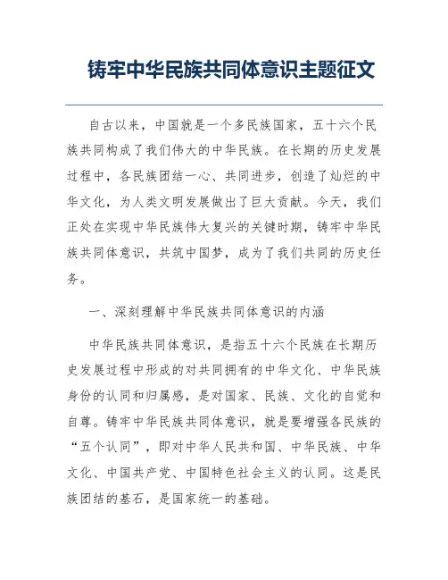 铸牢中华民族共同体意识主题征文