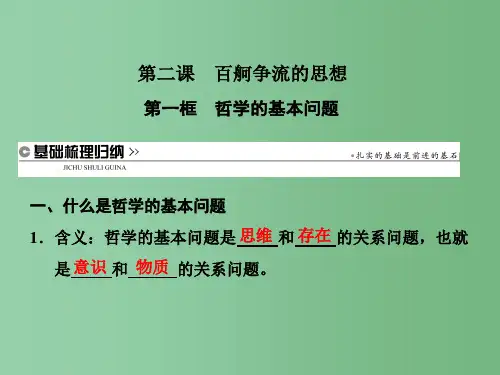 高中政治 第一单元 生活智慧与时代精神 第二课 百舸争流的思想 第一框 哲学的基本问题课件 新人教版