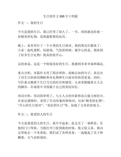 生日的作文800字十四篇
