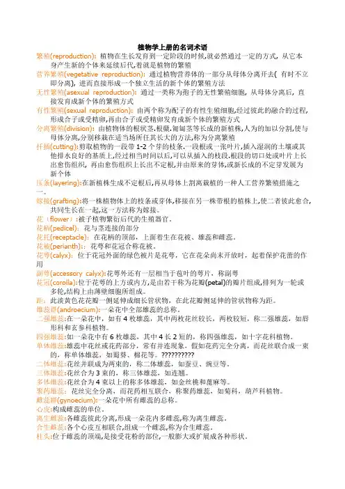 植物学名词解释