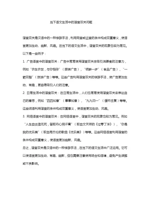 当下语文生活中的谐音双关问题