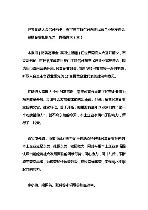 东莞民营企业家座谈会