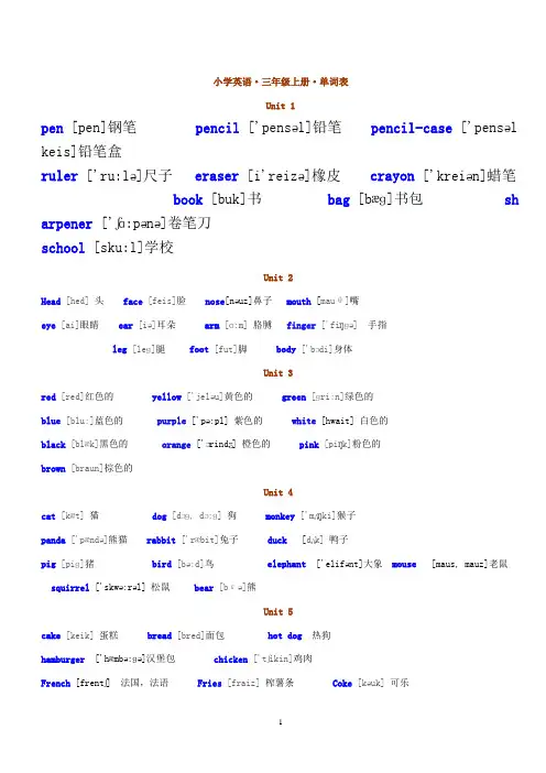 小学英语单词完整版(带音标)
