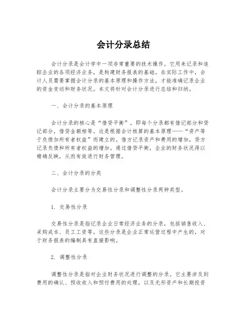 会计分录总结