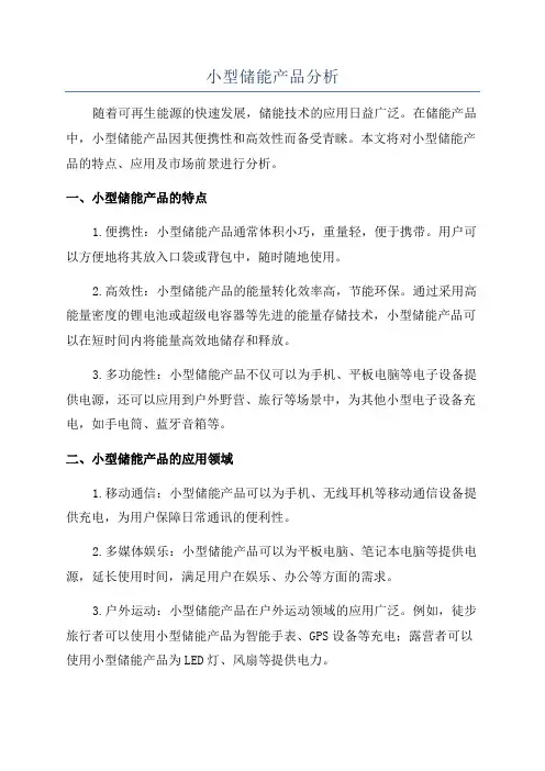 小型储能产品分析