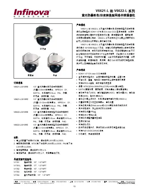 V6621-L 和 V6622-L 系列 室内防暴彩色 日夜转换型网络半球摄像机说明书