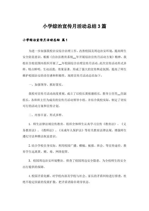小学综治宣传月活动总结3篇_2