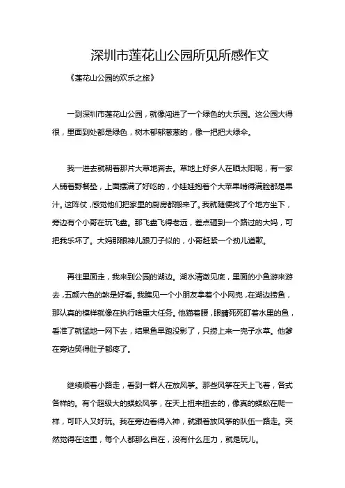 深圳市莲花山公园所见所感作文