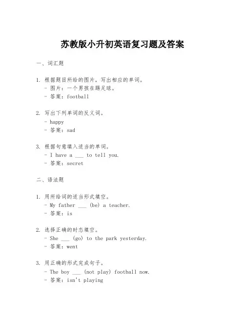 苏教版小升初英语复习题及答案