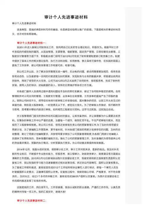 审计个人先进事迹材料