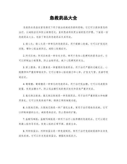 急救药品大全