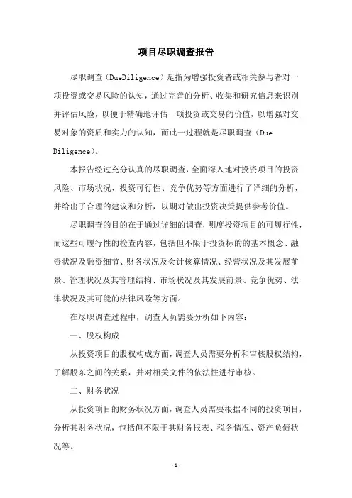项目尽职调查报告