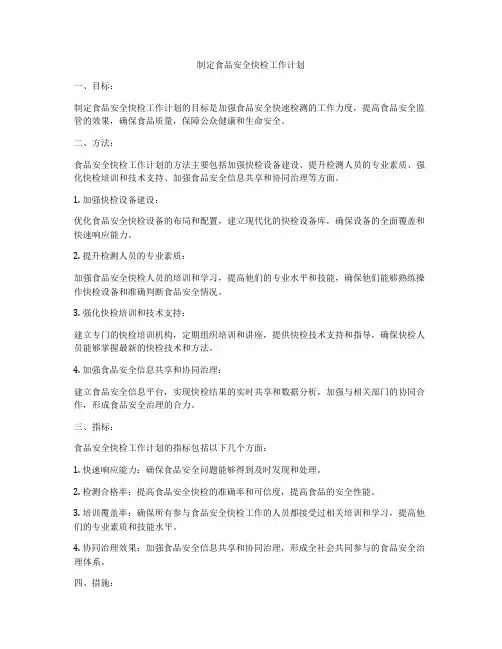 制定食品安全快检工作计划