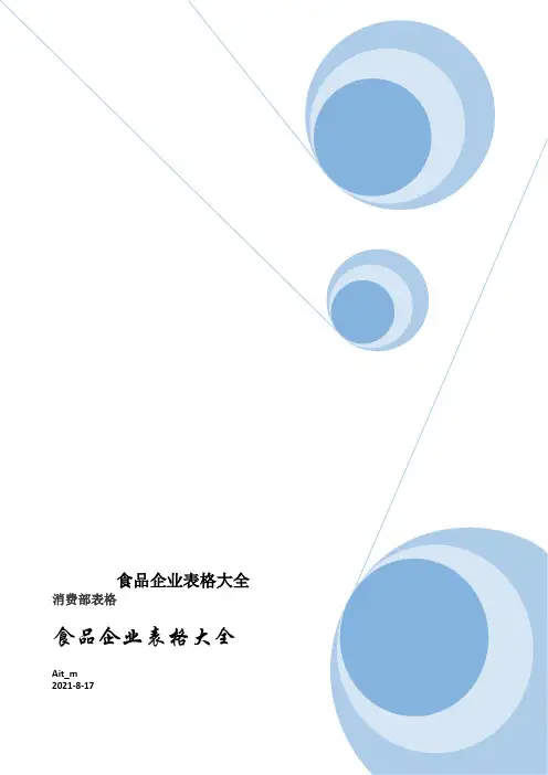 食品企业表格大全