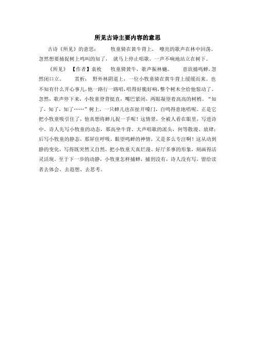 所见古诗主要内容的意思