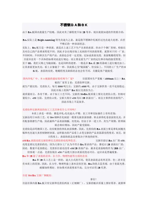 不锈钢BA和8K