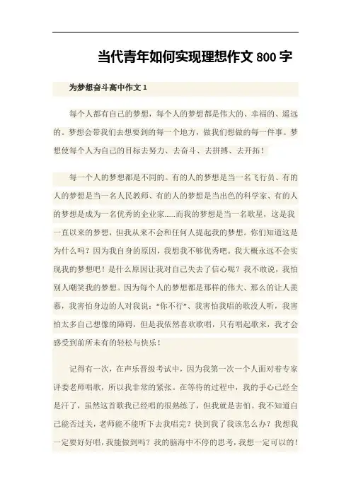 当代青年如何实现理想作文800字