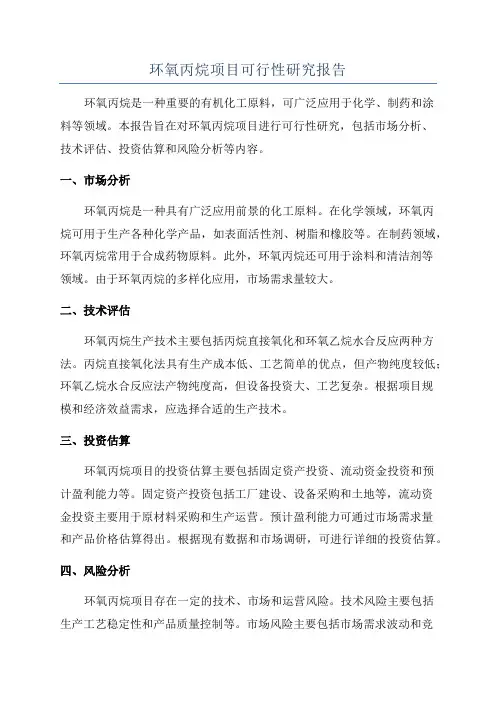 环氧丙烷项目可行性研究报告