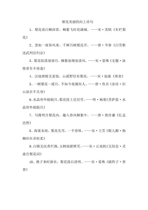 梨花美丽的向上 诗句