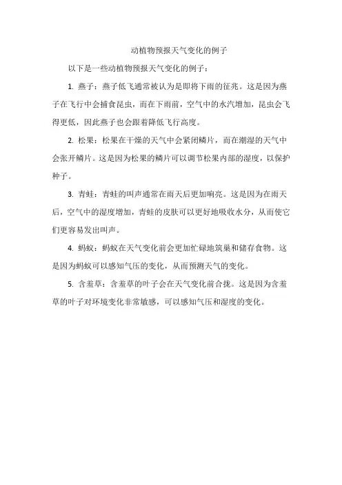 动植物预报天气变化的例子