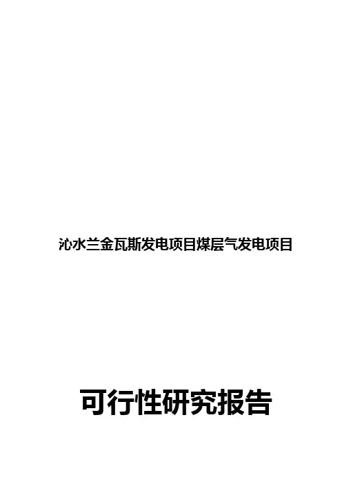 沁水兰金瓦斯发电项目煤层气发电项目可研报告