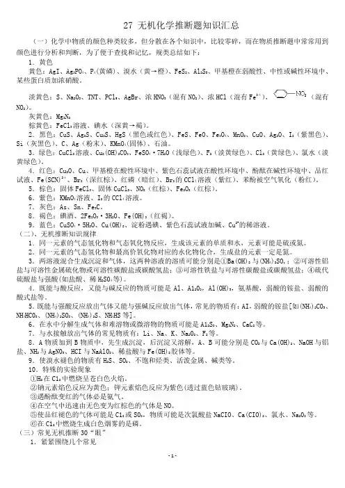 无机化学推断题知识汇总