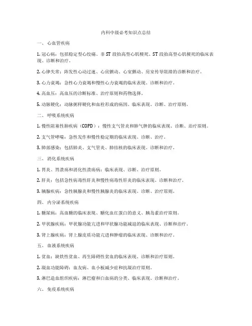 内科中级必考知识点总结