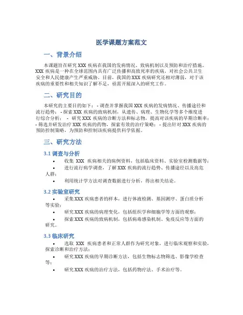 医学课题方案范文