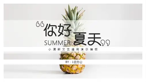 文艺小清新夏天夏季水果风PPT模板夏日西瓜菠萝柠檬果汁防暑降温PPT28