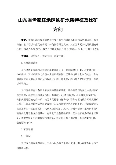 山东省孟家庄地区铁矿地质特征及找矿方向