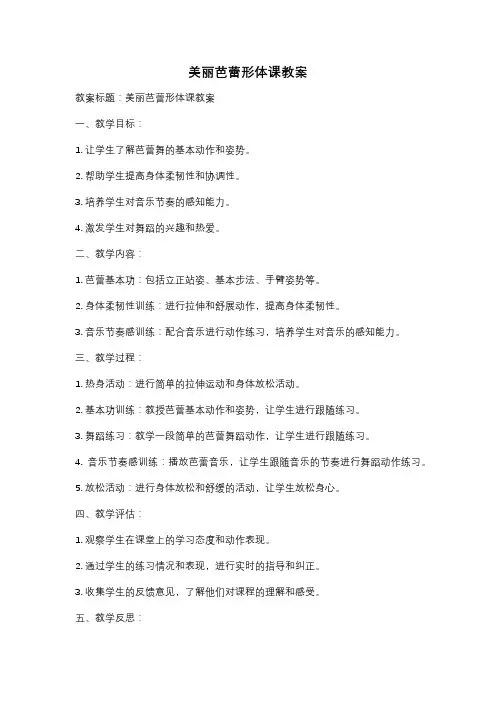 美丽芭蕾形体课教案